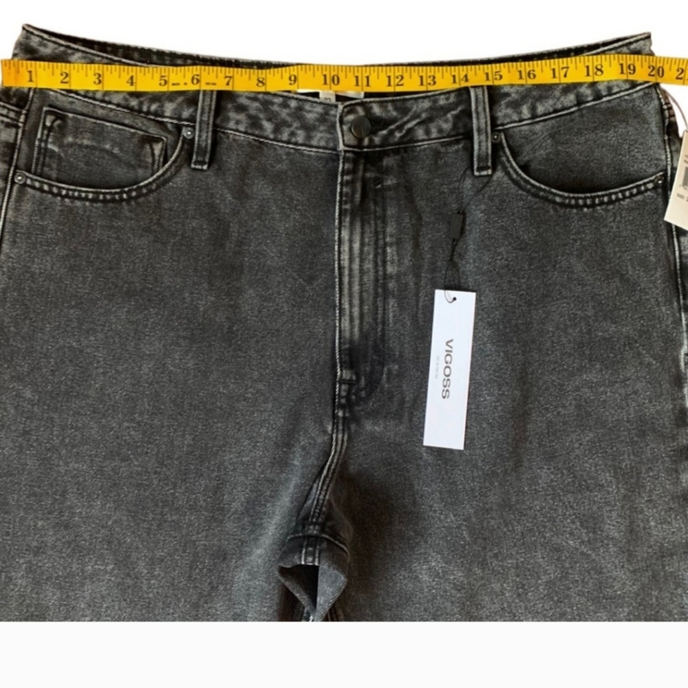 Vigoss Washed-Out Black Distressed 90's Wide Leg Jeans Plus Size 18W
